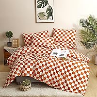 Vista 506 de CLOTHKNOW Juego de edredón de 3 piezas de color marrón caramelo, tamaño individual/individual XL, color terracota suave, color óxido con 2 fundas