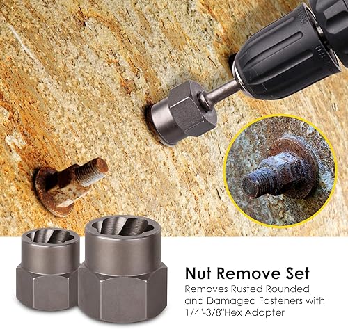 Miniatura 3 de Topec Juego de 49 piezas de extractor de tornillos/brocas, juego profesional de extracción para quitar pernos rotos, pernos, tornillos y accesorios