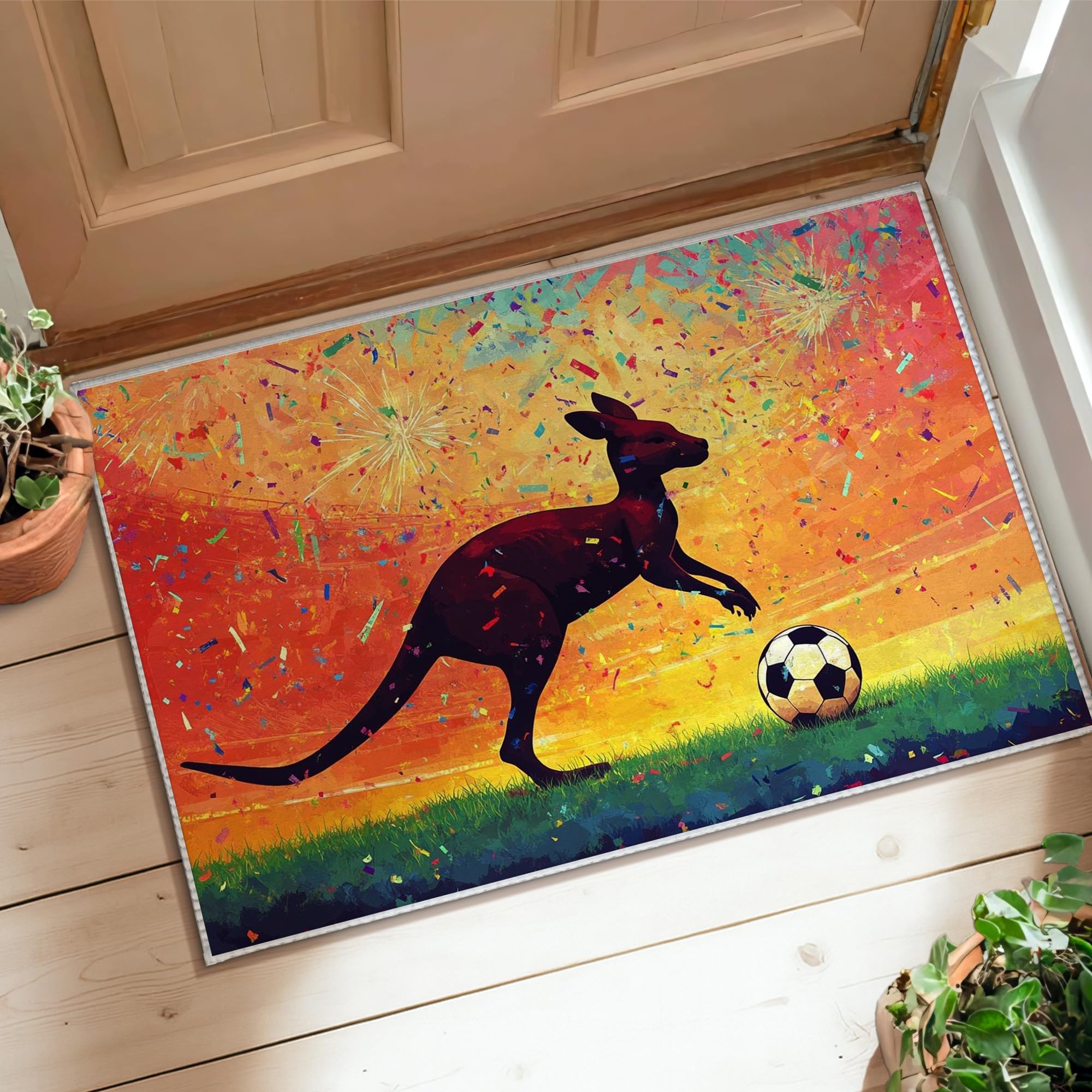 Tapis de sol football poil court Kangas orange pour protéger les sols d'entrée