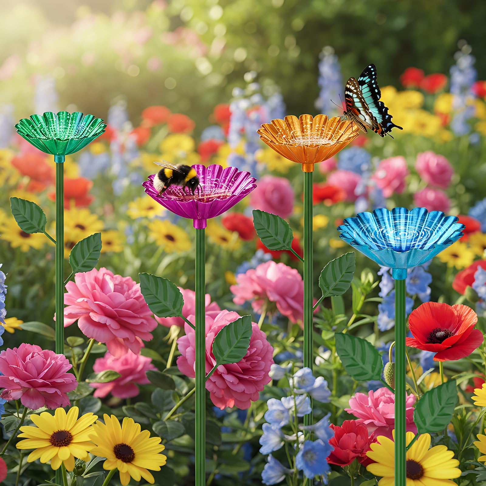 4 Stück Bienentränke für den Garten, Bienen Insektentränke Garten, Bienentränke Balkon, Bienentränke Blumes, Vogeltränke Futterschale, Geschenk Futternapf für Honig, Spenders