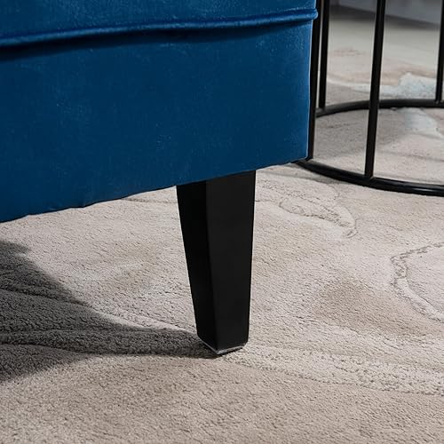 Miniatura 9 de HOMCOM Silla decorativa tapizada, moderna, con alas copetudas, contemporánea, con patas de madera de goma, acolchado grueso con respaldo medio y