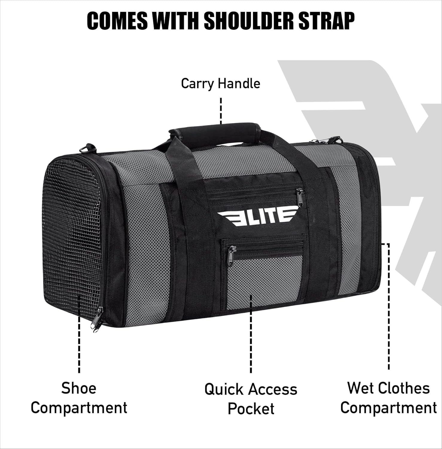 Elite Sports Boxing Gym Duffle Bag for MMA, BJJ, Jiu Jitsu gear,Duffel Athletic Gym Boxing Bag - Image 4