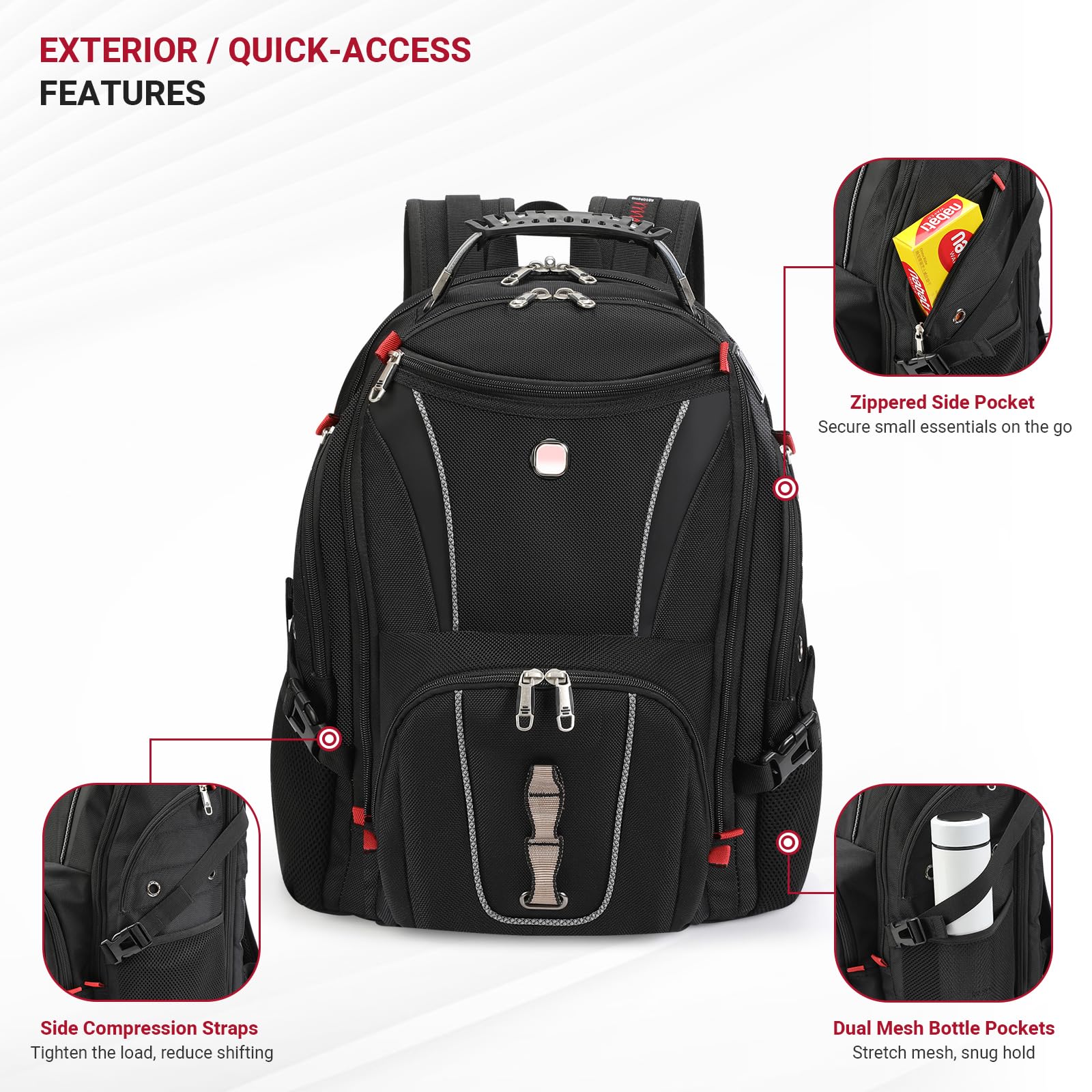 star cloud Mochila Portatil Hombre Impermeable Mochila 17 Pulgadas Ordenador Trabajo Impermeable,con Puerto USB Laptop Backpack Bolsa para Negocio Viaje Escolares - Negro