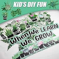 Vista 3 de Decoraciones de tablón de anuncios en maceta, decoración para tablón de anuncios en maceta, When We Learn We Grow Positive Paper Cutouts Decor for