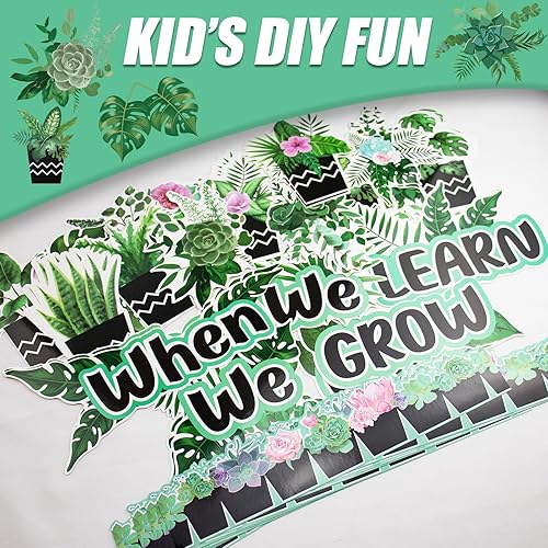 Miniatura 3 de Decoraciones de tablón de anuncios en maceta, decoración para tablón de anuncios en maceta, When We Learn We Grow Positive Paper Cutouts Decor for