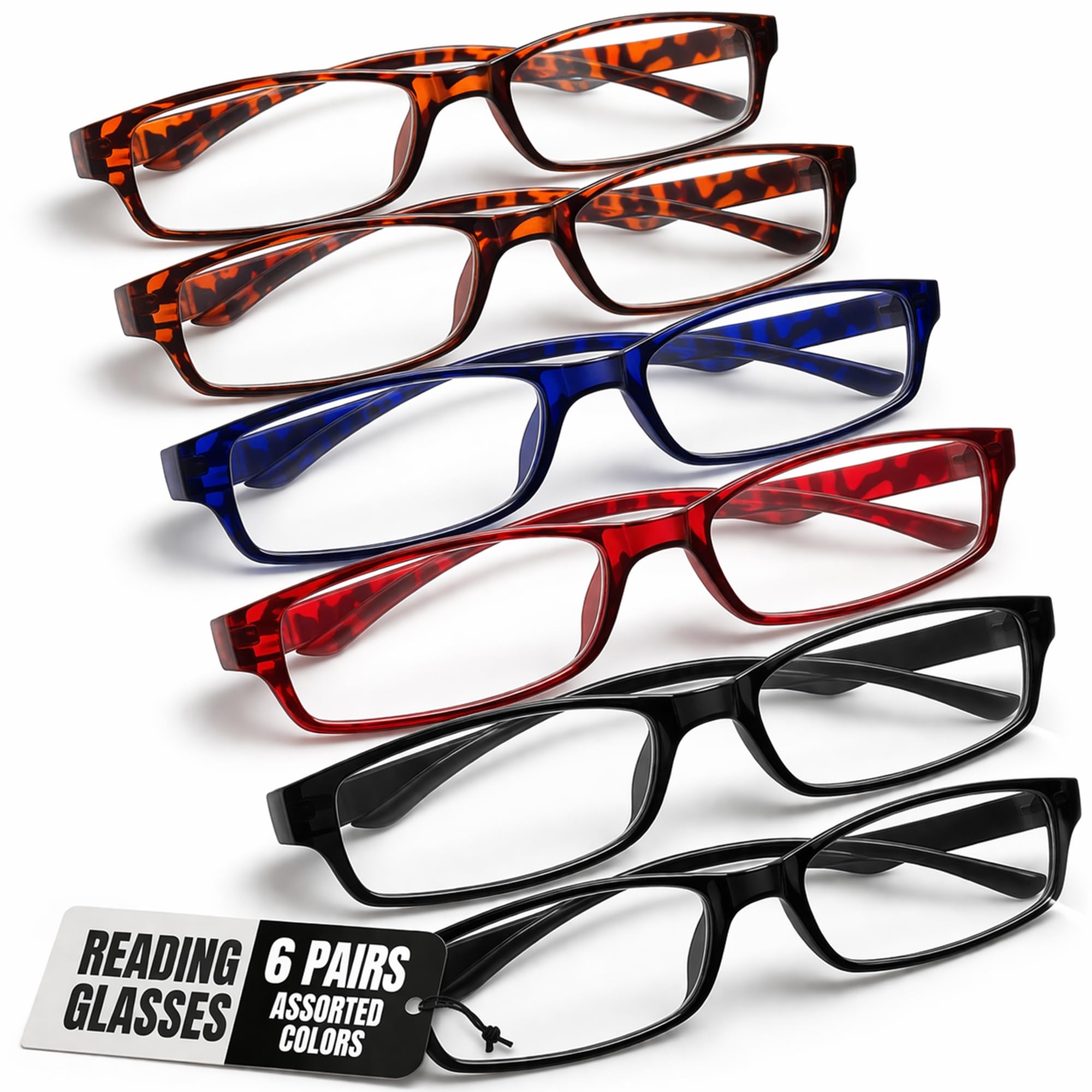 BOOST 6-pack reading glasses assorted colors