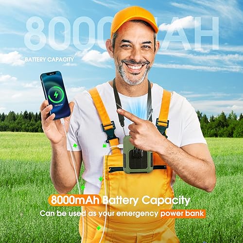 Miniatura 5 de ecstal Ventilador portátil 3 en 1, ventilador de clip de cintura, ventilador personal para el cuello con cordón, tiempo de trabajo 25 horas,