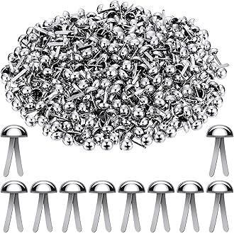 Hotop 500 Pcs Paper Brass Fasteners Brass Brads Round Fasteners for Craft Art Crafting School DIY Supplies(0.24 x 0.47 Inch,Silver)