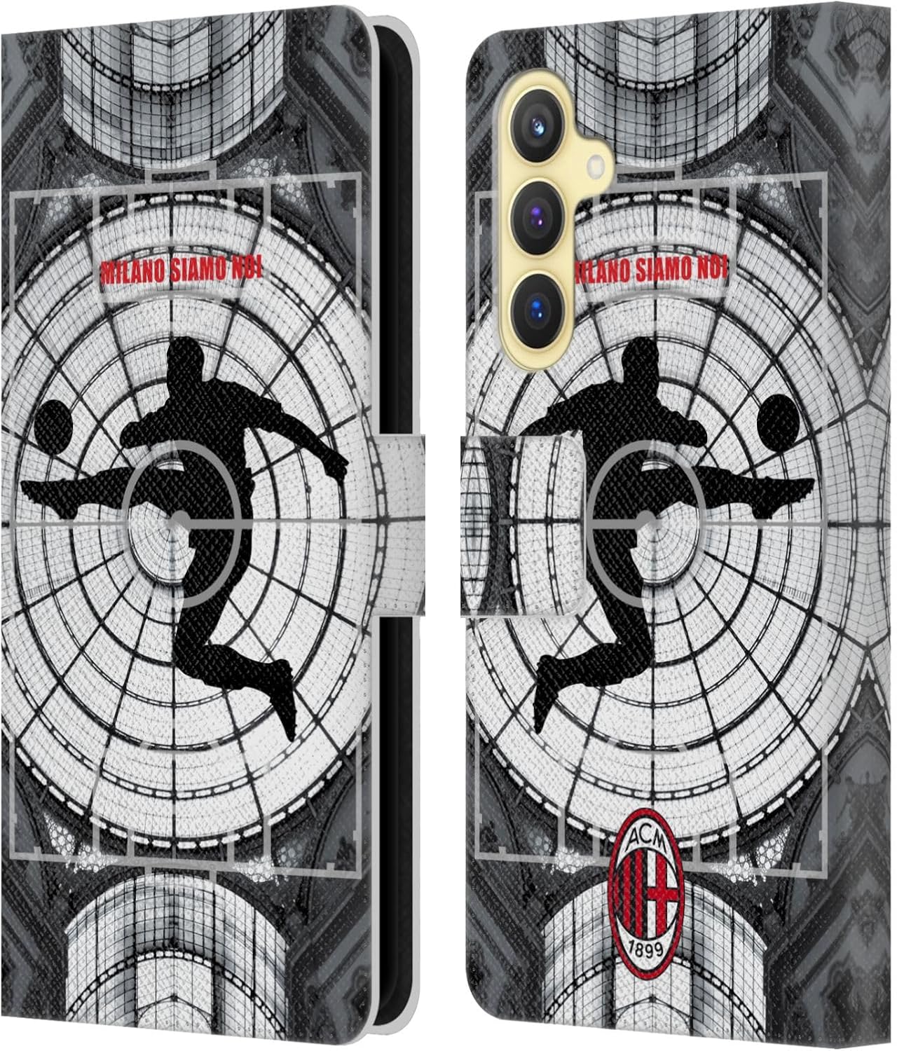 Head Case Designs Officially Licensed AC Milan Milano Siamo NOI Adults Leather Wallet Case Compatible with Samsung Galaxy S23 FE 5G