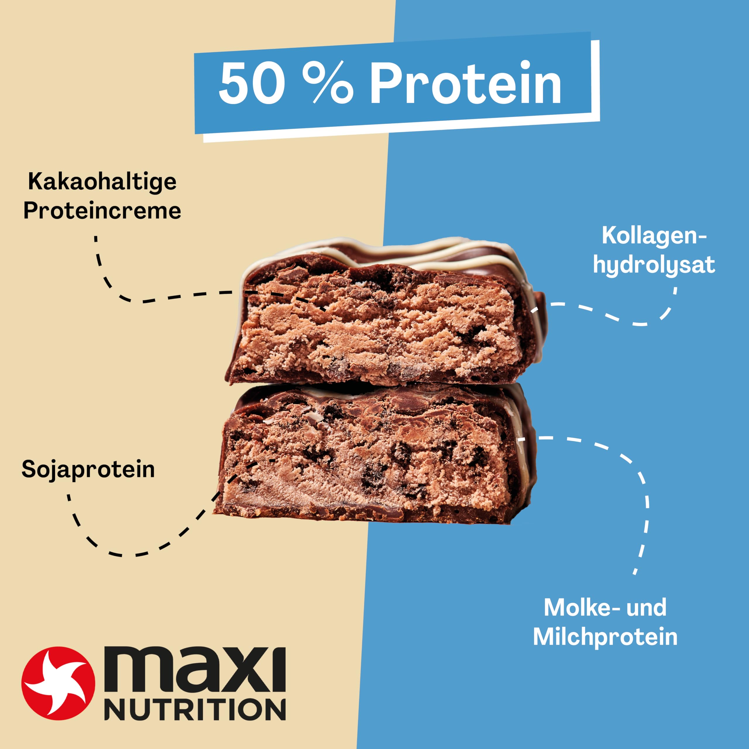 MaxiNutrition Classic Protein Bar Chocolate Brownie 16 x 40g - Protein Riegel mit 50% Eiweiß, 20g Protein pro Riegel, low sugar (0,2g), ohne Zuckerzusatz, ohne künstliche Aromen/Farbstoffe