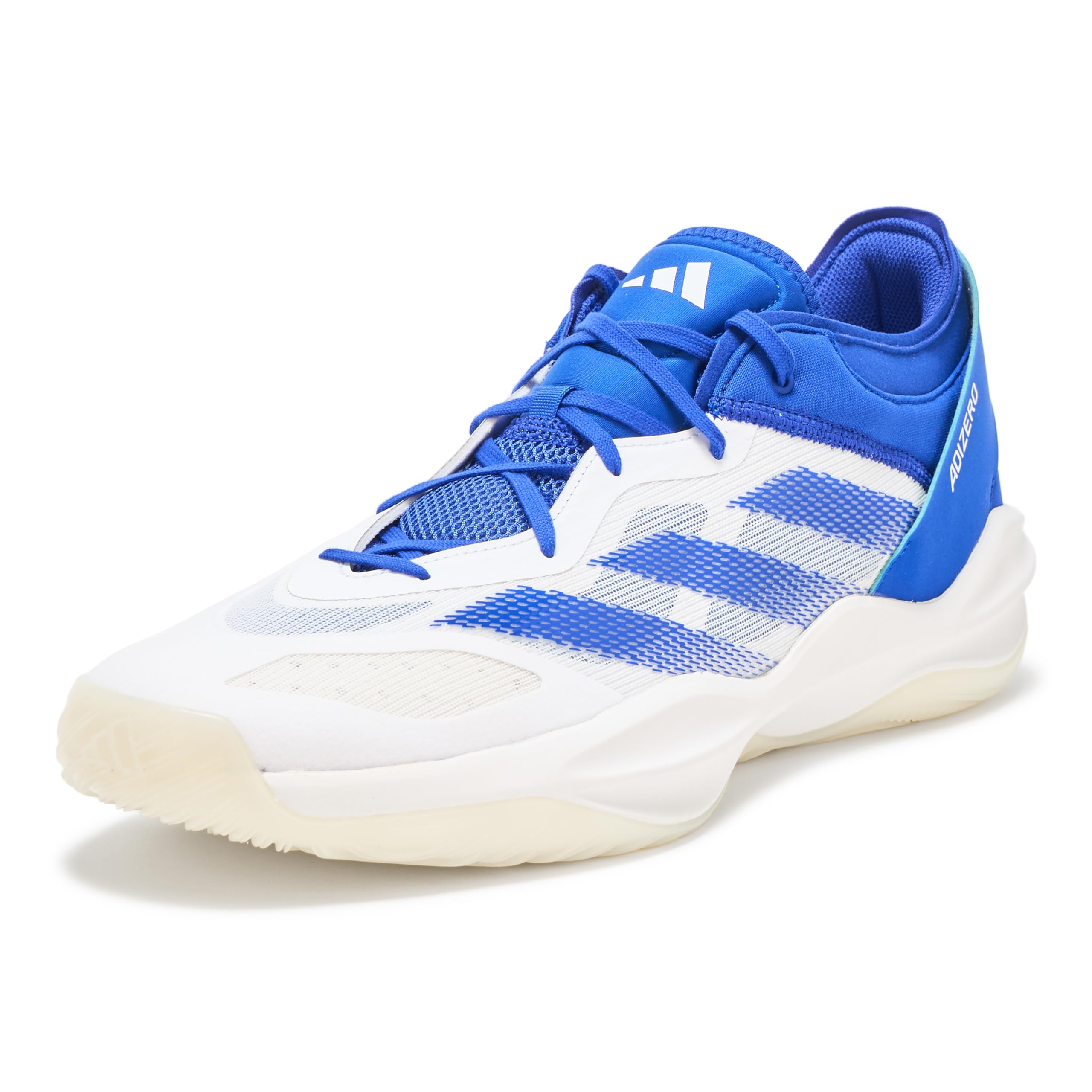 adidas Unisex Adizero Select 2.0 Basketball Sneaker, White/Lucid Blue/White, 18 US Men