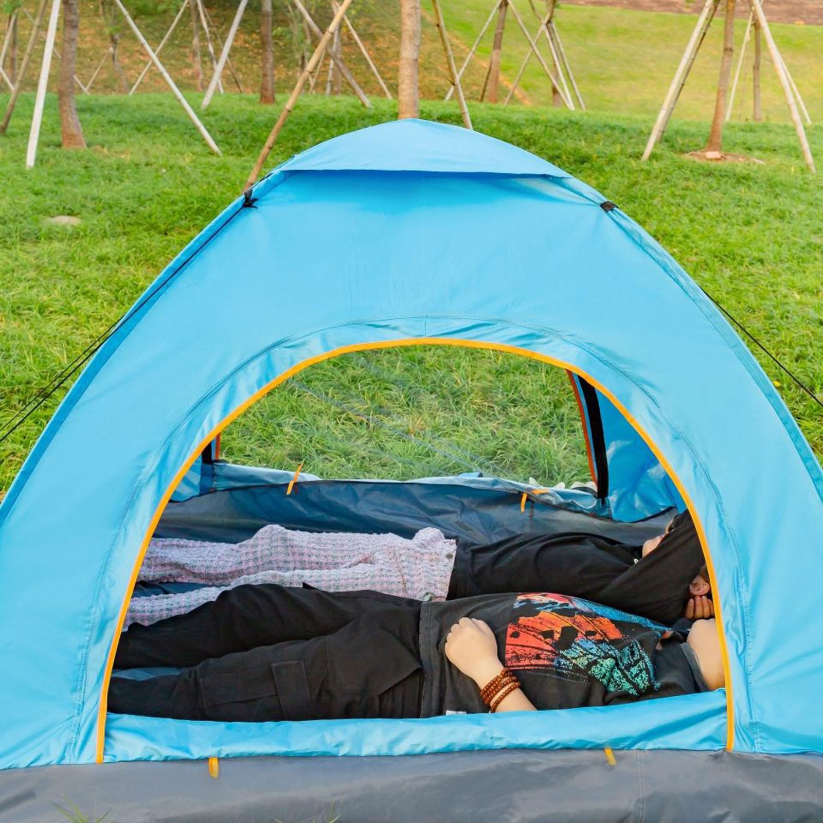 Tenda da Campeggio Leggera Tenda Campeggio 2-4 Persone,Impermeabile Antivento Tenda a Due Porte Tenda Pop-up da Campeggio Automatica Tenda Pieghevole Facile da Montare per Outdoor,Escursionismo