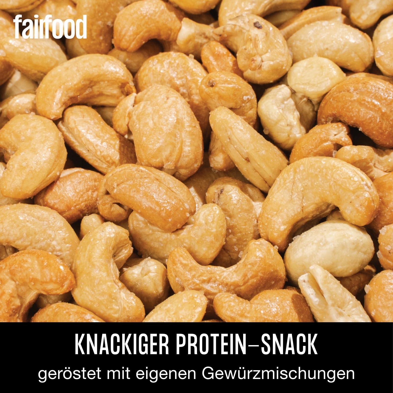 fairfood Bio Cashews geröstet & gesalzen 500g - Fairtrade & Vegan - Ohne Öl geröstet in eigener Manufaktur