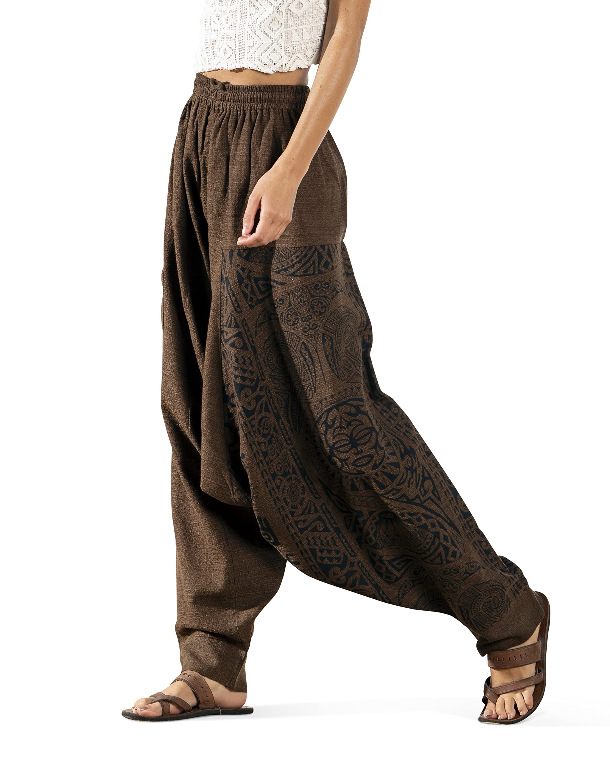 The Veshti Company Women's Printed Harem Pants - Boho Yoga Baggy Pants with Elastic Waist & Drawstring, Hippie Lounge Pants