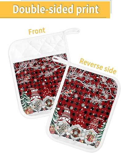 Miniatura 9 de Juego de 5 agarraderas de tela de toalla para cocina, antideslizantes y aislantes de calor, con bolsillo, guantes gruesos para horno, posavasos para