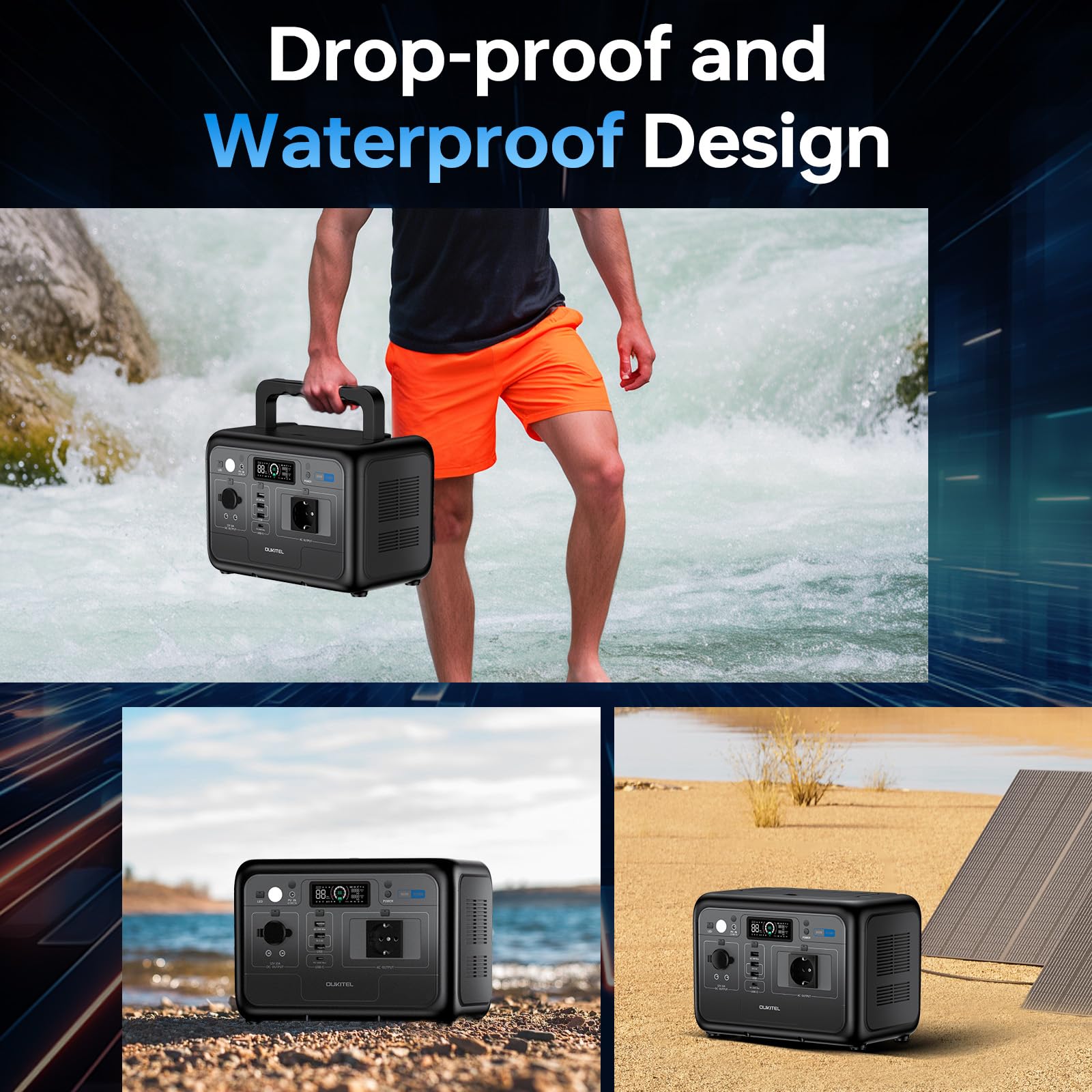 OUKITEL P800E Estación de Energía Portátil 512Wh LiFePO4 Generador Solar | 800W AC (Pico 1600W), Carga Rápida en 1 Horas, Power Station Para Camping, Viajes, Cortes de Luz, Emergencias