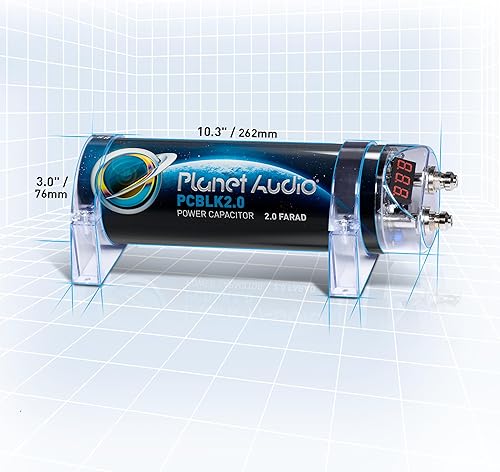 Miniatura 4 de Planet Audio PCBLK2.0 Condensador de coche - 2 Farad, almacenamiento de energía, mejora los graves de estéreo, tonos de advertencia, medidor de