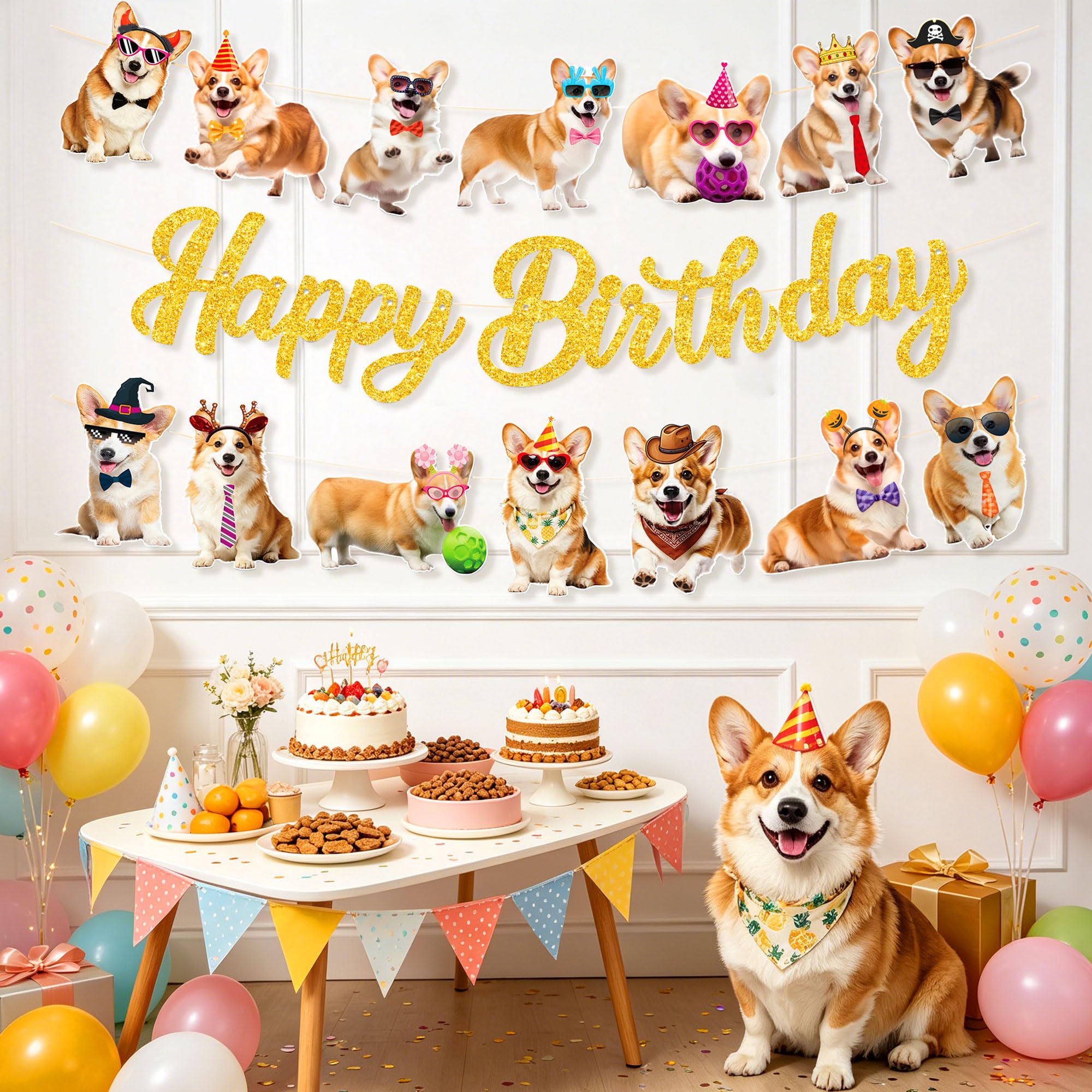 Corgi Birthday Banner Corgi Birthday Party Decorations Cute Dog Banner