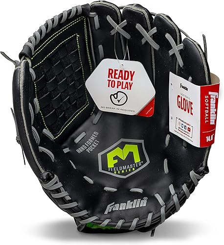 Vista 191 de Franklin Sports Field Master Baseball + Softball Glove - Field Master Adult + Youth Baseball + Softball Mitt - Men's + Women's Gloves - Right Hand