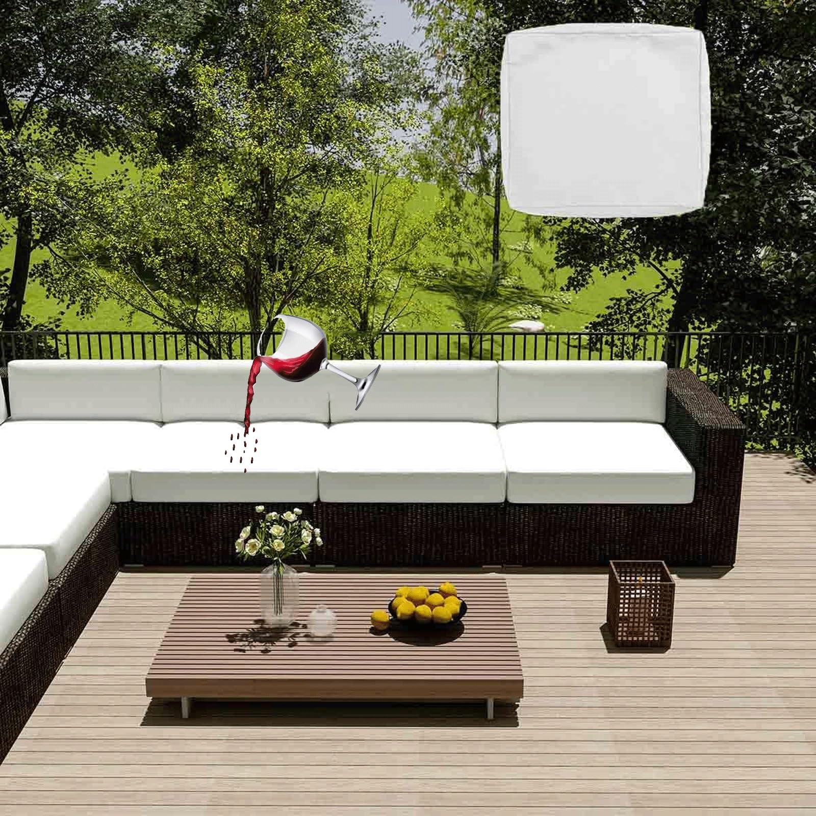 MCNDSI Outdoor Furniture Cushion Covers Waterproof Replacement Garden Chair Cushion Covers Rattan Garden Seat Cushion Covers Waterproof Outdoor Furniture Covers(Color10,55x45x10cm)