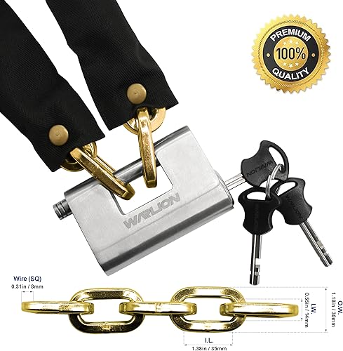Miniatura 6 de WARLION Kit de bloqueo de cadena de motocicleta resistente, cadena de seguridad a prueba de cortes de 4 x 516 pulgadas y candado de acero inoxidable