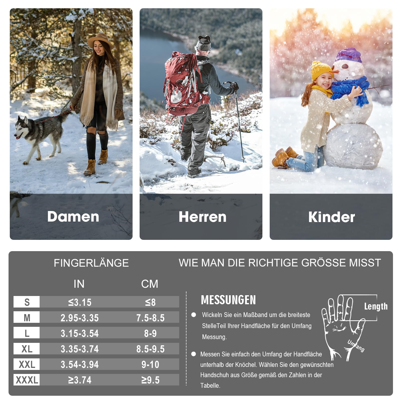 Rahhint Guantes Invierno Mujer - Guantes Hombre Termicos Lana Espesar - Guantes Tactiles Antideslizantes Smartphone
