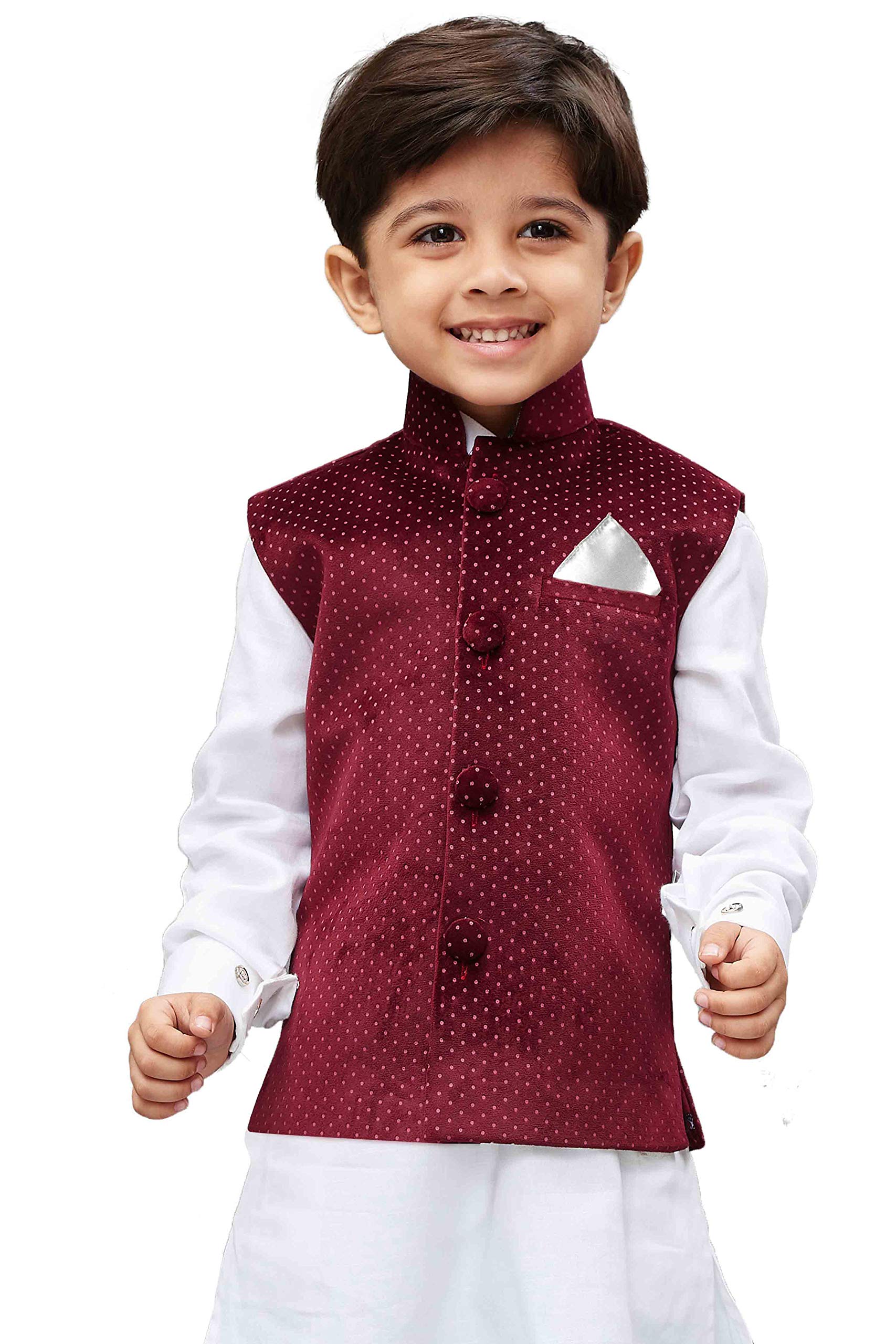 Jbn Creation Boys' Maroon Velvet Nehru Jacket_Vasbjma014_18