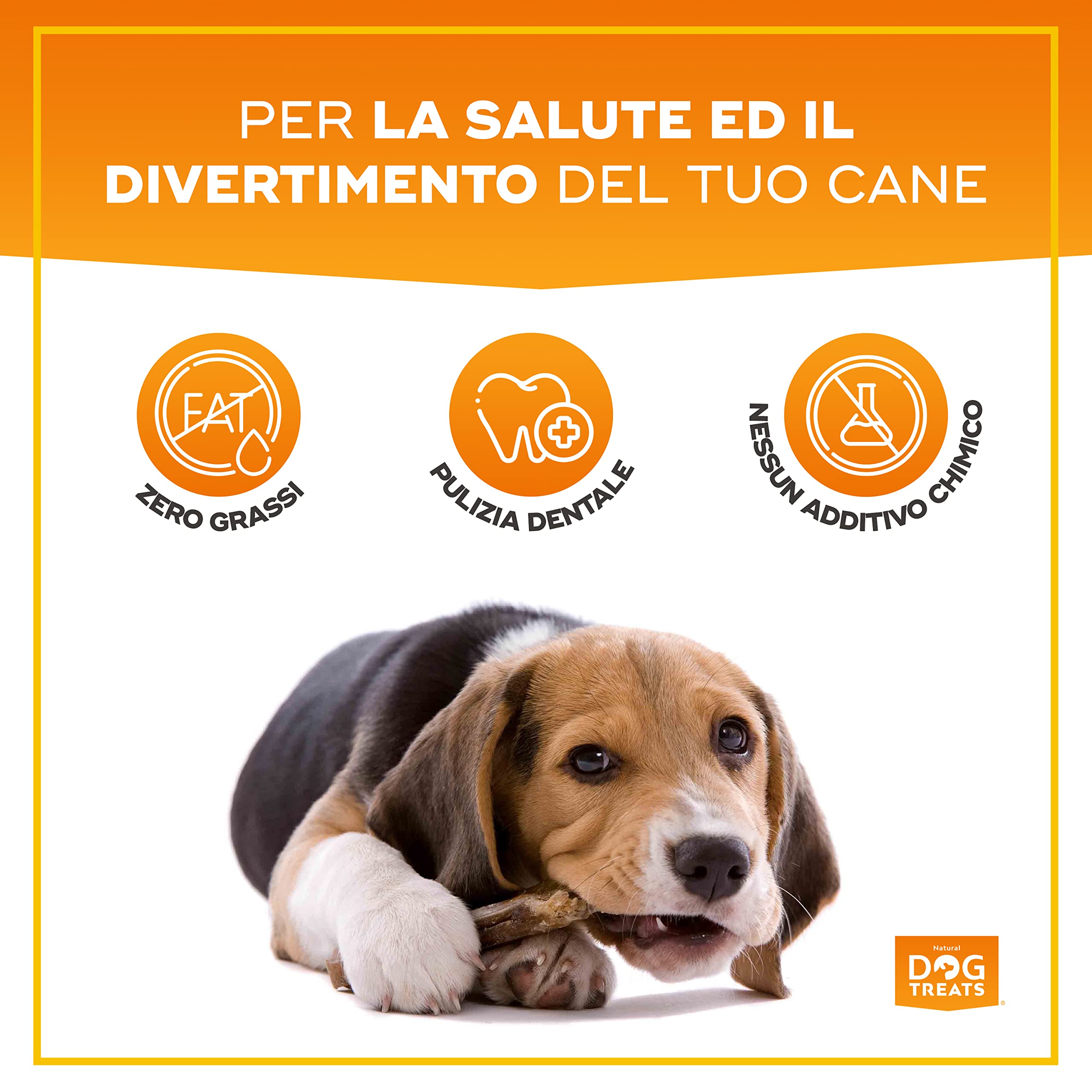 Natural Dog Treats - Bastoncini di Manzo per Cani - Nervo di Bue da Masticare - Snack 100% Naturali - 5 pezzi