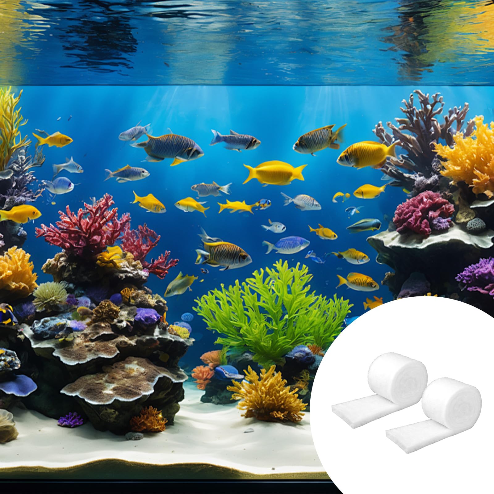 2 pezzi di ovatta filtrante per acquario, 200 x 12 x 3 cm, tessuto non tessuto filtrante per acquario, ispessimento, ad alta densità, filtro ad alta densità, spugna per filtraggio efficace dei