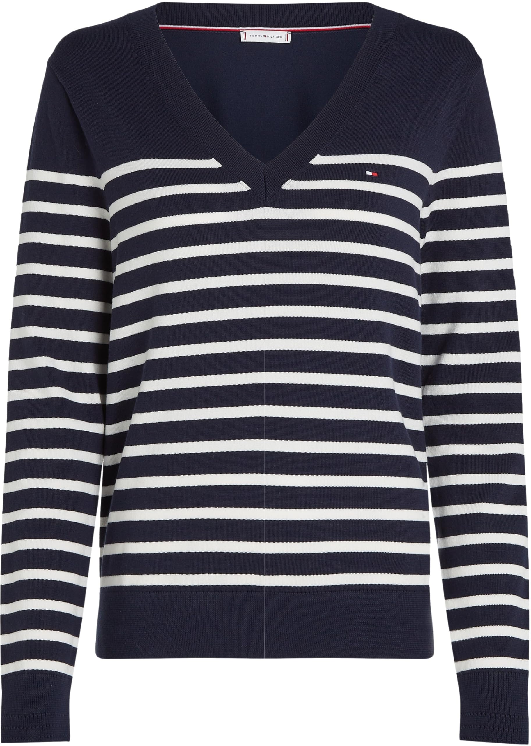 Tommy Hilfiger Damen Pullover Jersey Stitch V-Neck Strickpullover