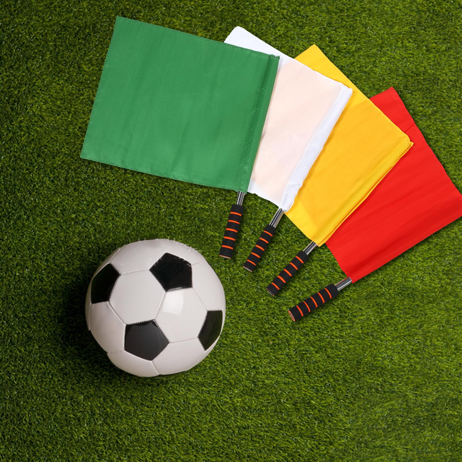 Banderas Diseño de Alta Visibilidad y Poliéster 8 Mango de Acero Inoxidable Portátiles de Árbitro de Fútbol para Competiciones al Aire Libre y Entrenamientos Deportivos