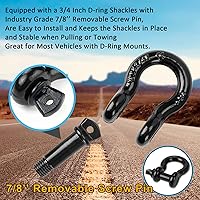 Vista 2 de grilletes de anillo en D de 3/4 pulgadas, pasador de rosca extraíble de 7/8 pulgadas, CGR: 4,75 toneladas (10471 libras), uso con correa