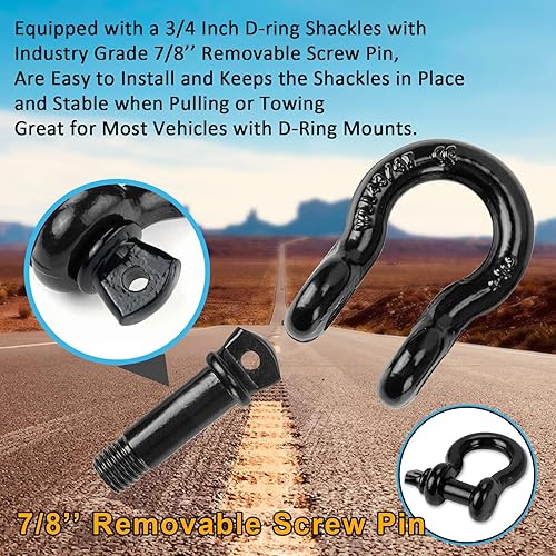 Miniatura 2 de Grilletes de anillo en D de 34 pulgadas, pasador de tornillo extraíble de 78 pulgadas, WLL 4.75 toneladas (10471 libras), uso con correa,