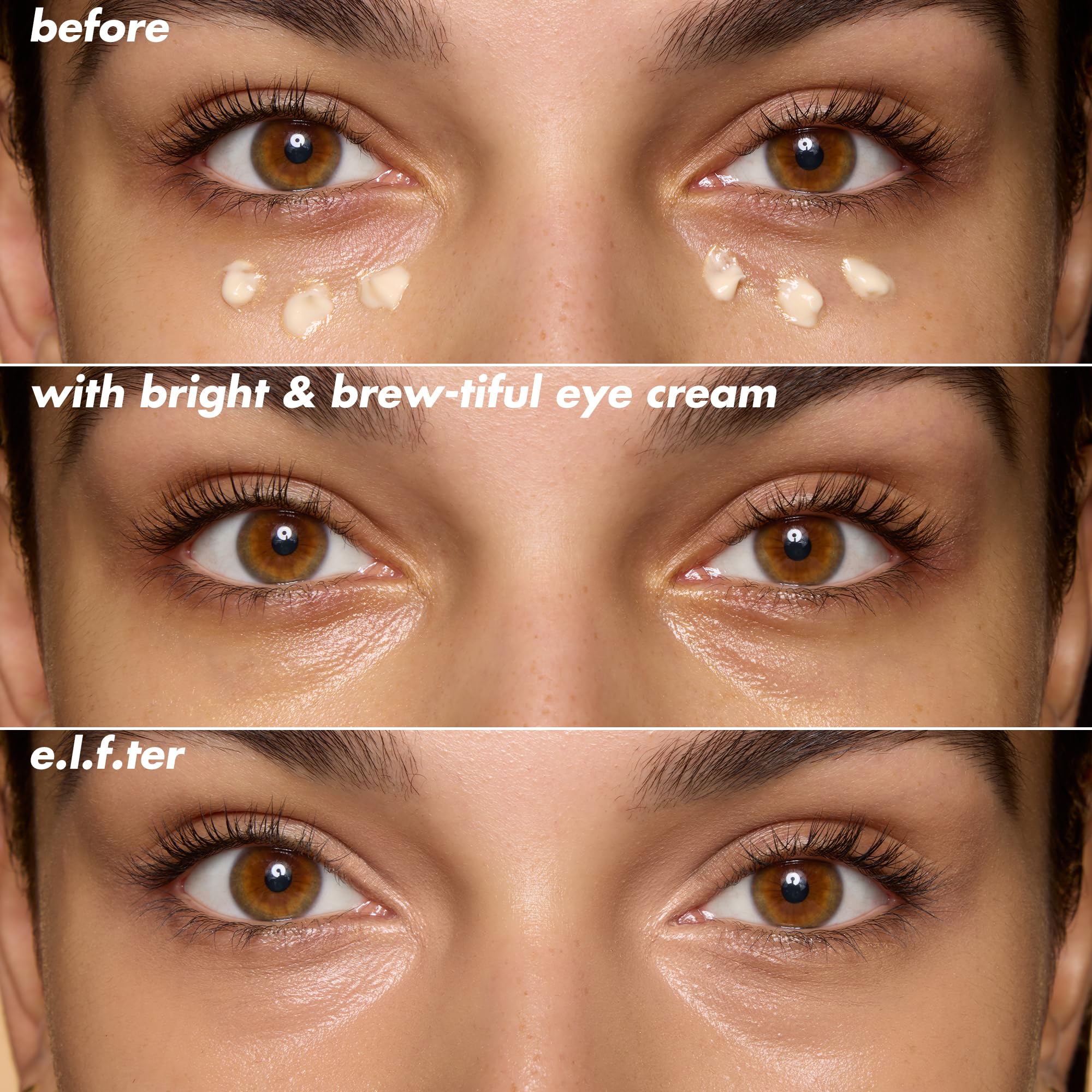 e.l.f. SKIN Bright + Brew-tiful Eye Cream Mini, aiuta a schiarire le occhiaie e a ridurre il gonfiore, prodotto vegano e non testato sugli animali