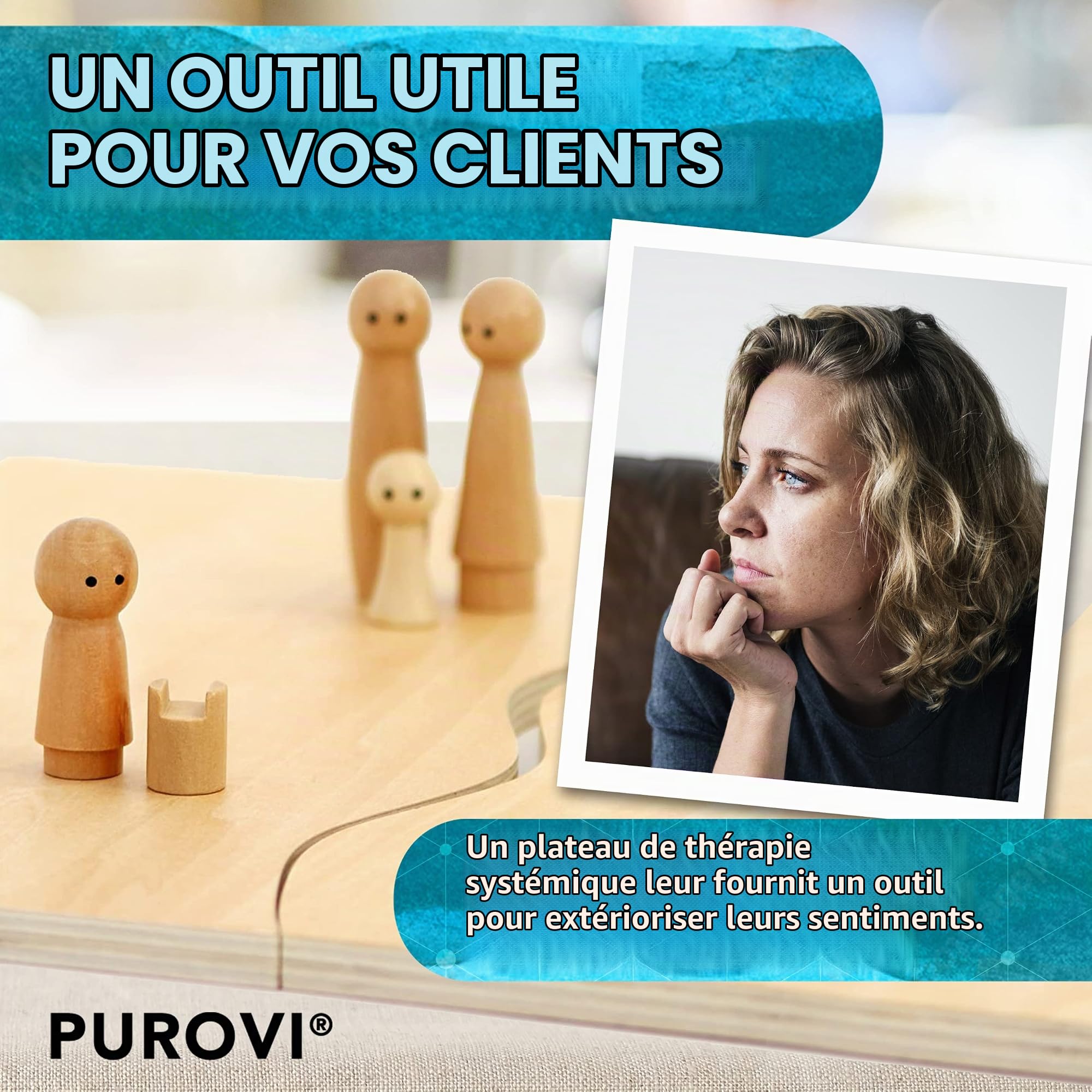 Constellations familiales | Planche systémique en Bois de Haute qualité pour Installation et Coaching en Famille | 32 pièces INCL. Boîte de Rangement
