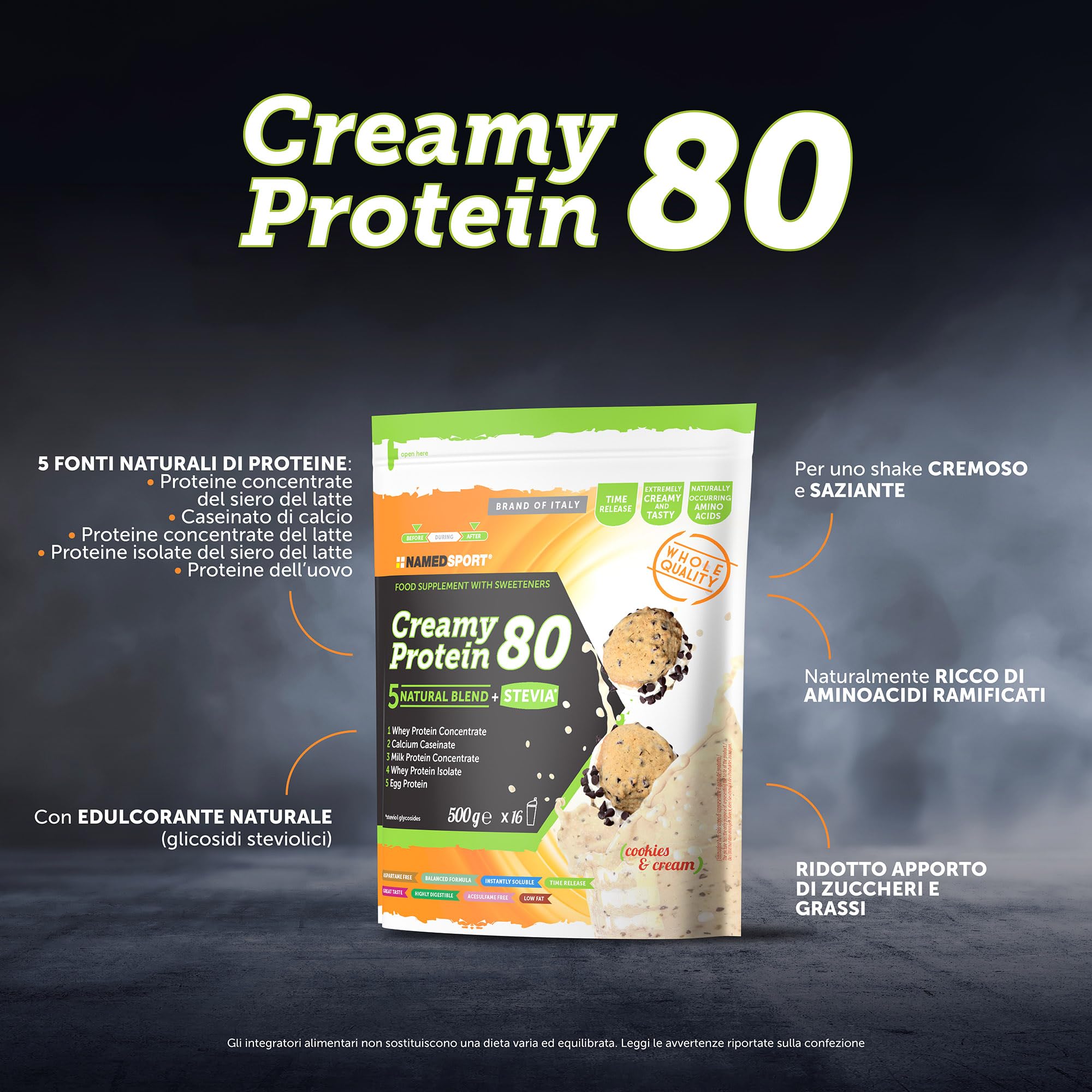 Named Sport Creamy Protein 80 Cookies & Cream - 500 Gr
