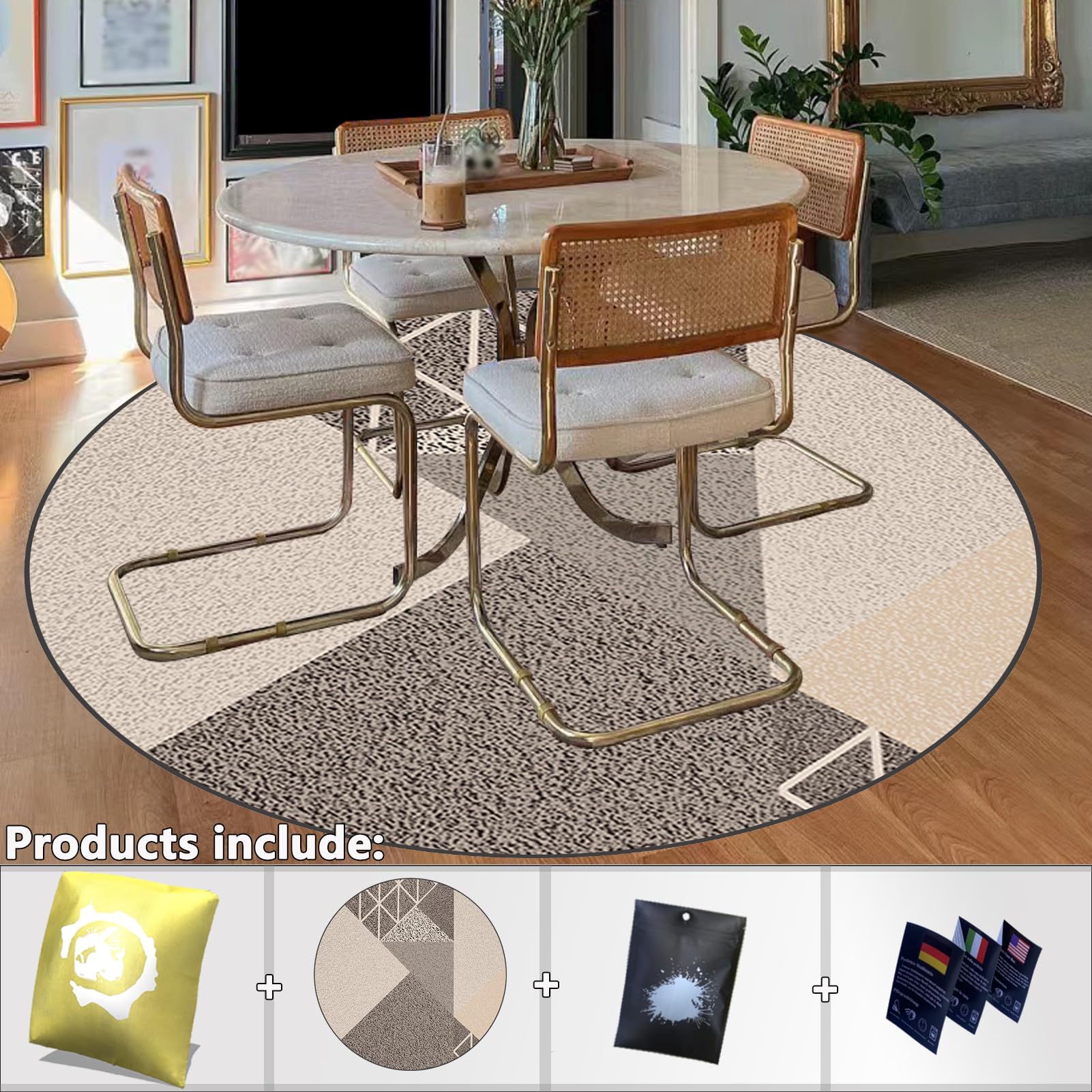 Tapis de Protection pour Les Sols, Tapis Chaise de Bureau, Tapis de Sol Bureau Tissu, Tapis de Chaise Polyvalent pour la Maison, Tapis de Protection en Carrelage, Tapis Ronde 90 cm