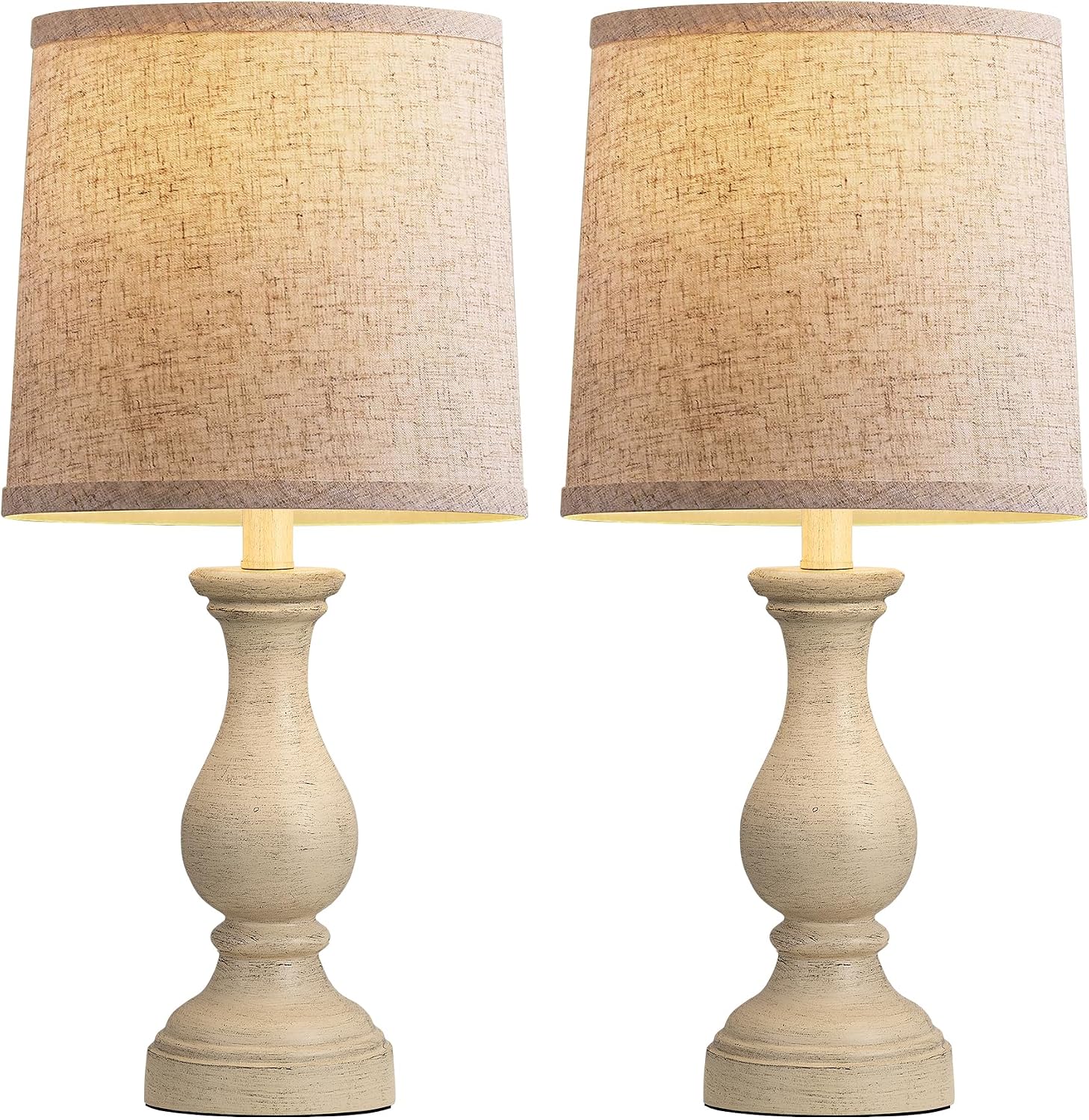 COLOR BEIGE ❗❗Seealle Farmhouse Table Lamps Set of 2 - Rustic Lamp for Bedroom Living Room, 22 Boho Bedside Lamps for Night Stands End Table Office Desk Lamp Nightstand Clearance with Linen Shades