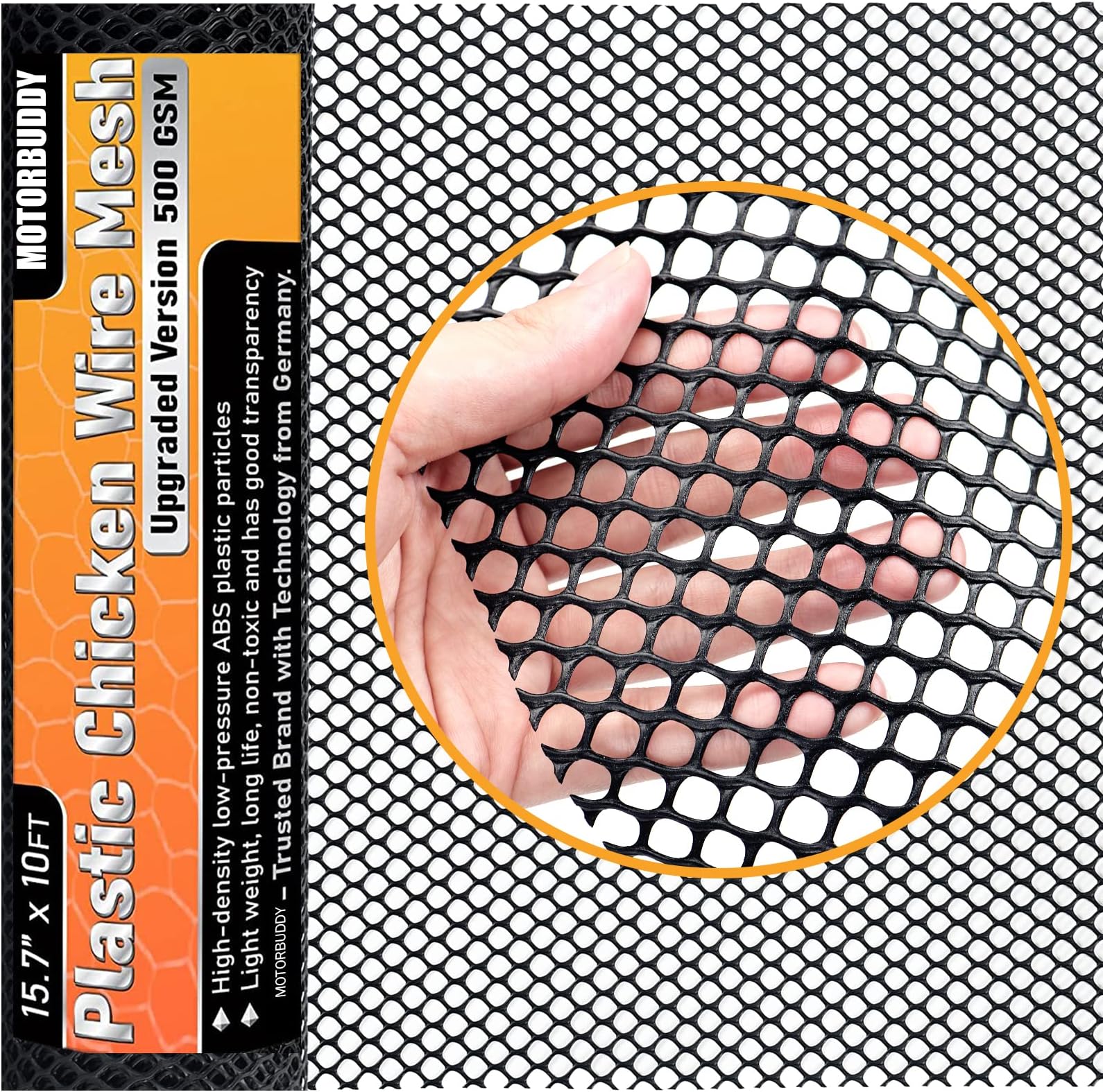 MOTORBUDDY Upgraded Plastic Chicken Wire Fence Mesh 15.7'' x 10ft, Hex Poultry Fencing Wire for Gardening, Chicken Wire Frame for Crafts, Floral Netting, Black