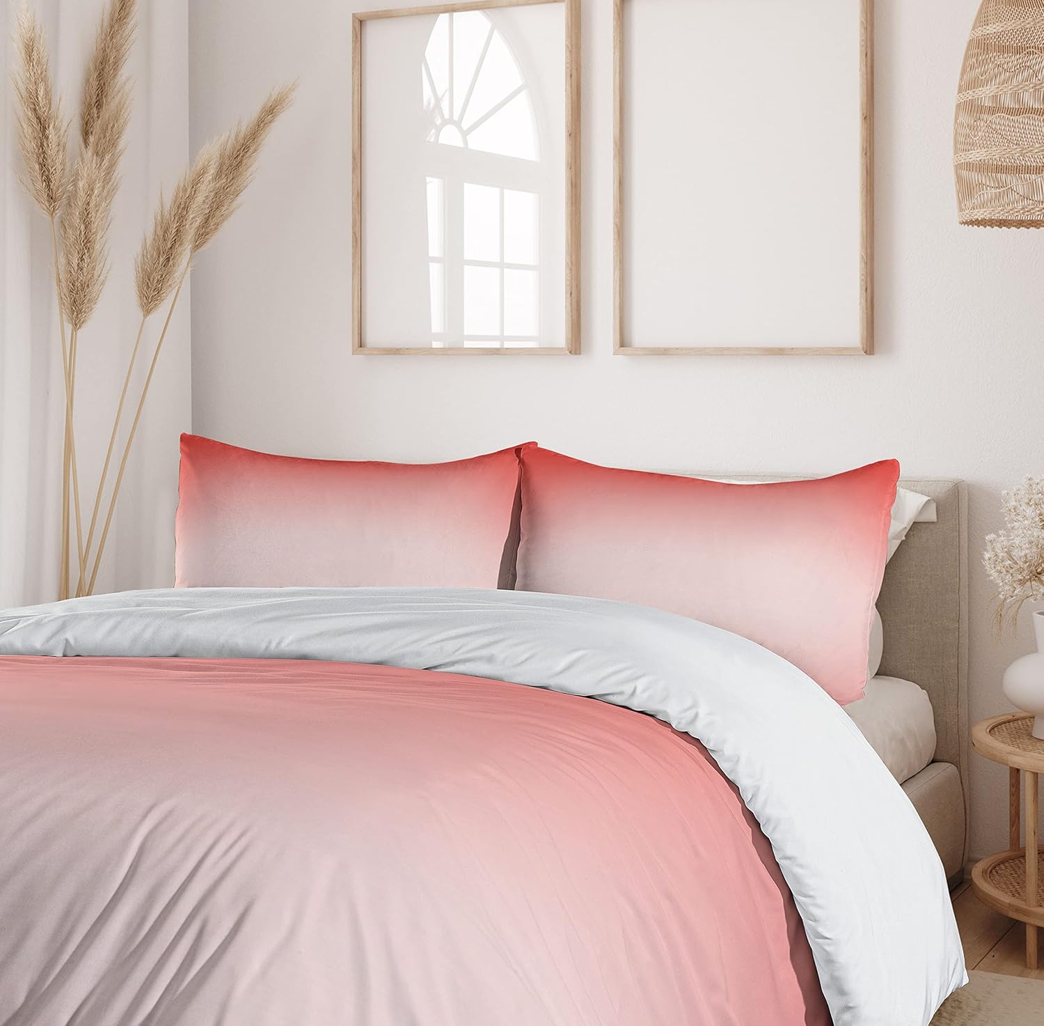 Ambesonne Peach Duvet Cover Set, Abstract Ombre Composition in Feminine Colors with Dreamy Display Art Print, Decorative 2 Piece Bedding Set with 1 Pillow Sham, Twin Size, Coral Twin Coral