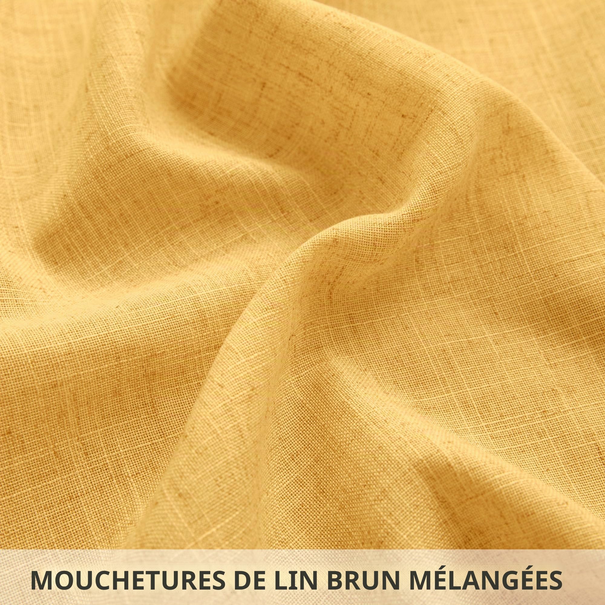 Lot de 2 rideaux en lin jaune doré pour salon, passe-tringle, filtrant la lumière, semi-transparents, jaune doré moutarde, pour chambre, décoration d'automne, 132 x 213 cm, tournesol