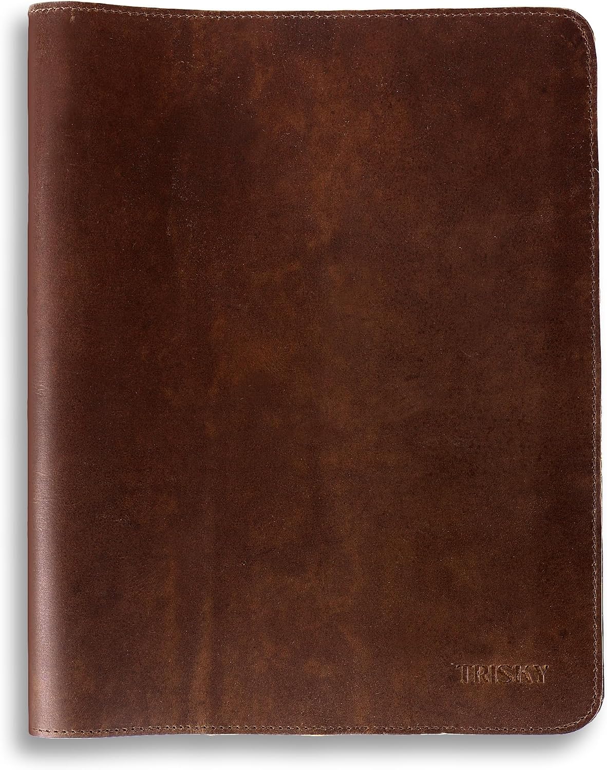 TRISKY Heavy Duty Full Grain Leather Journal Cover, Book Cover, Organiser, Refillable Cahier Journals, Refillable for Spiral Notebook, Handmade Leather Journal Covers (Brown, 12x9.5 inch)