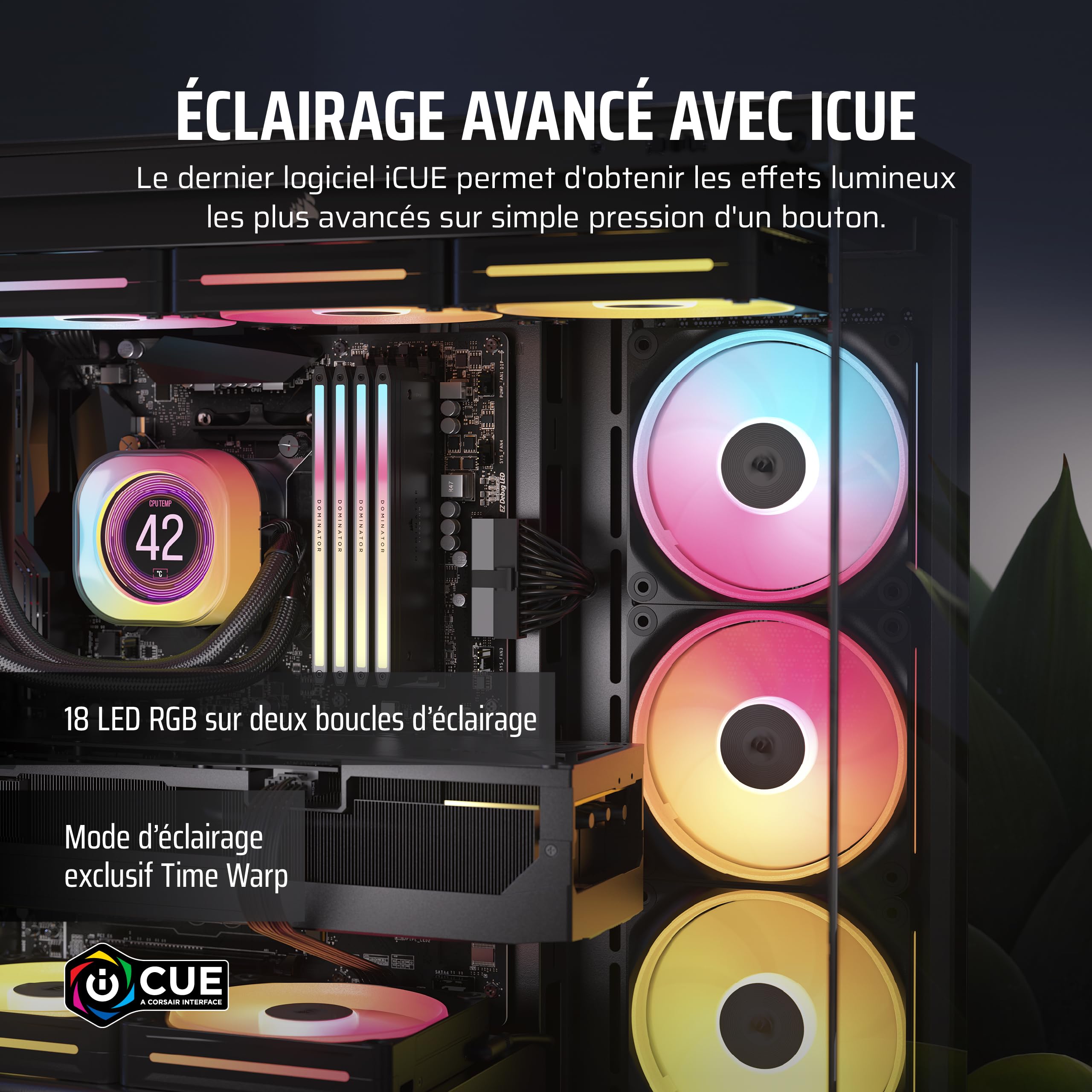CORSAIR iCUE Link LX120-R RGB 120mm PWM Ventilateur Inversés – Kit Triple Ventilateur – Faible Bruit, CORSAIR Palier à Dôme Magnétique, Double Boucle Lumineuse, Vis QuikTurn™, Mode Zéro RPM – Noir