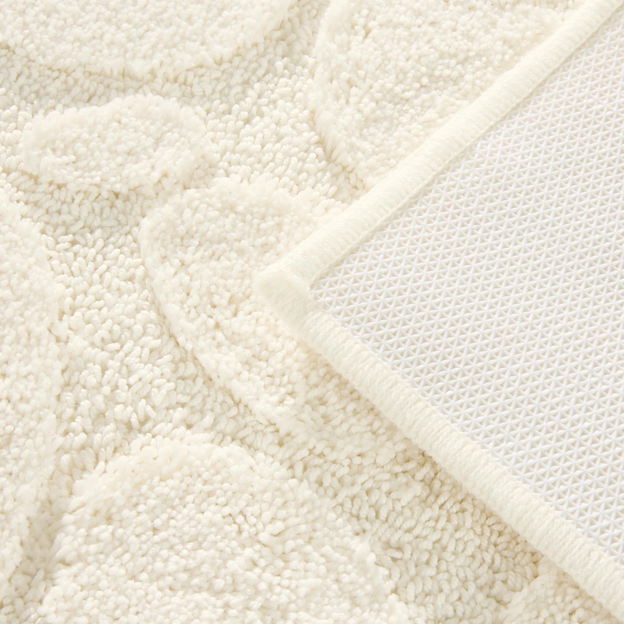 REDBEST Badematte Jacox Kieselsteine Muster Creme Größe 80x140 cm - Hoch-Tief-Struktur, pflegeleicht, strapazierfähig, schnell trocknend, rutschhemmend, für Fußbodenheizung geeignet
