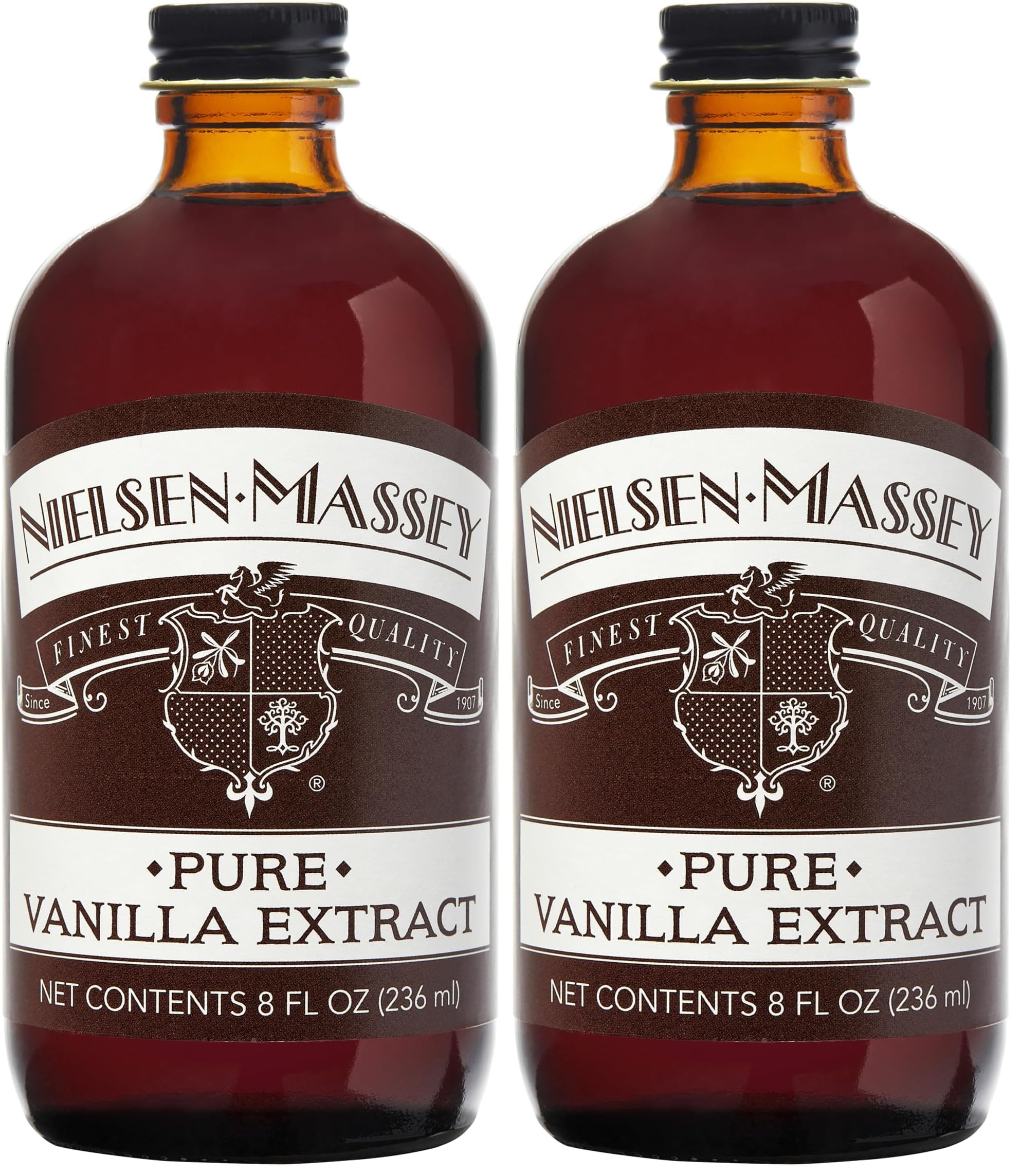 Nielsen-Massey Pure Vanilla Extract for Baking and Cooking, 8 Ounce Bottle (Pack of 2)