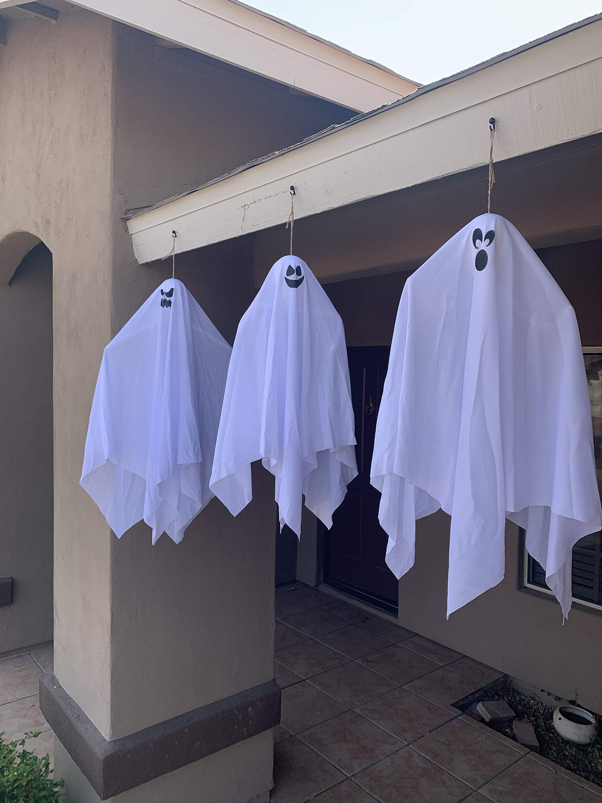 Wiszące duchy na Halloween, świecące w ciemności, różne rozmiary, do dekoracji, na imprezę Halloween, na podwórko, patio, trawnik, ogród, dekoracja imprezowa, 3 szt.