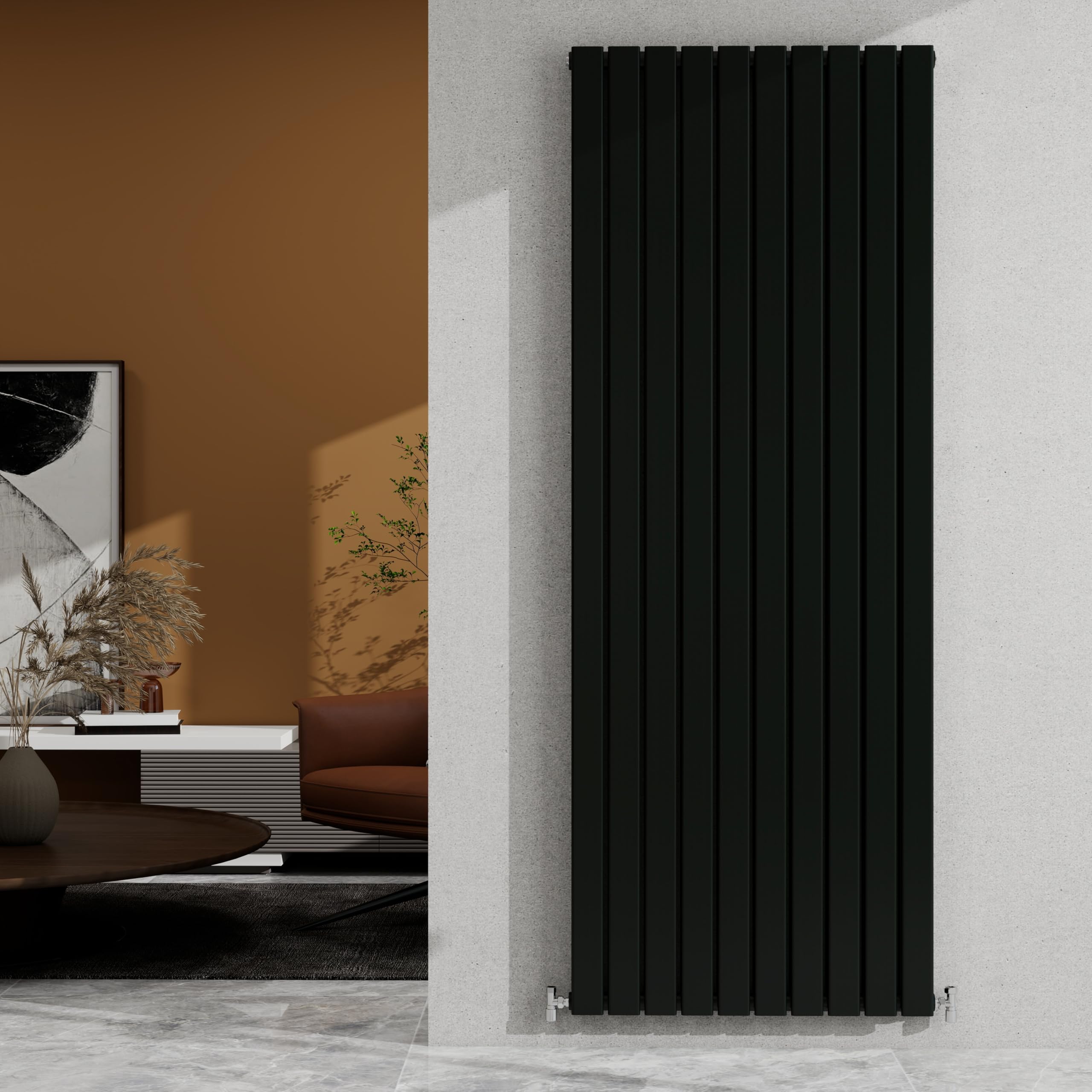 SKY Bathroom 1800×680mm Black Vertical Designer Radiator Double Panel Modern Central Heating Flat Panel Rad 7276 BTU