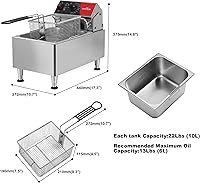 Vista 7 de CROSSON Freidora eléctrica de 13 libras con certificación ETL con cesta sólida de fácil montaje, contenedor de aceite extraíble para uso doméstico