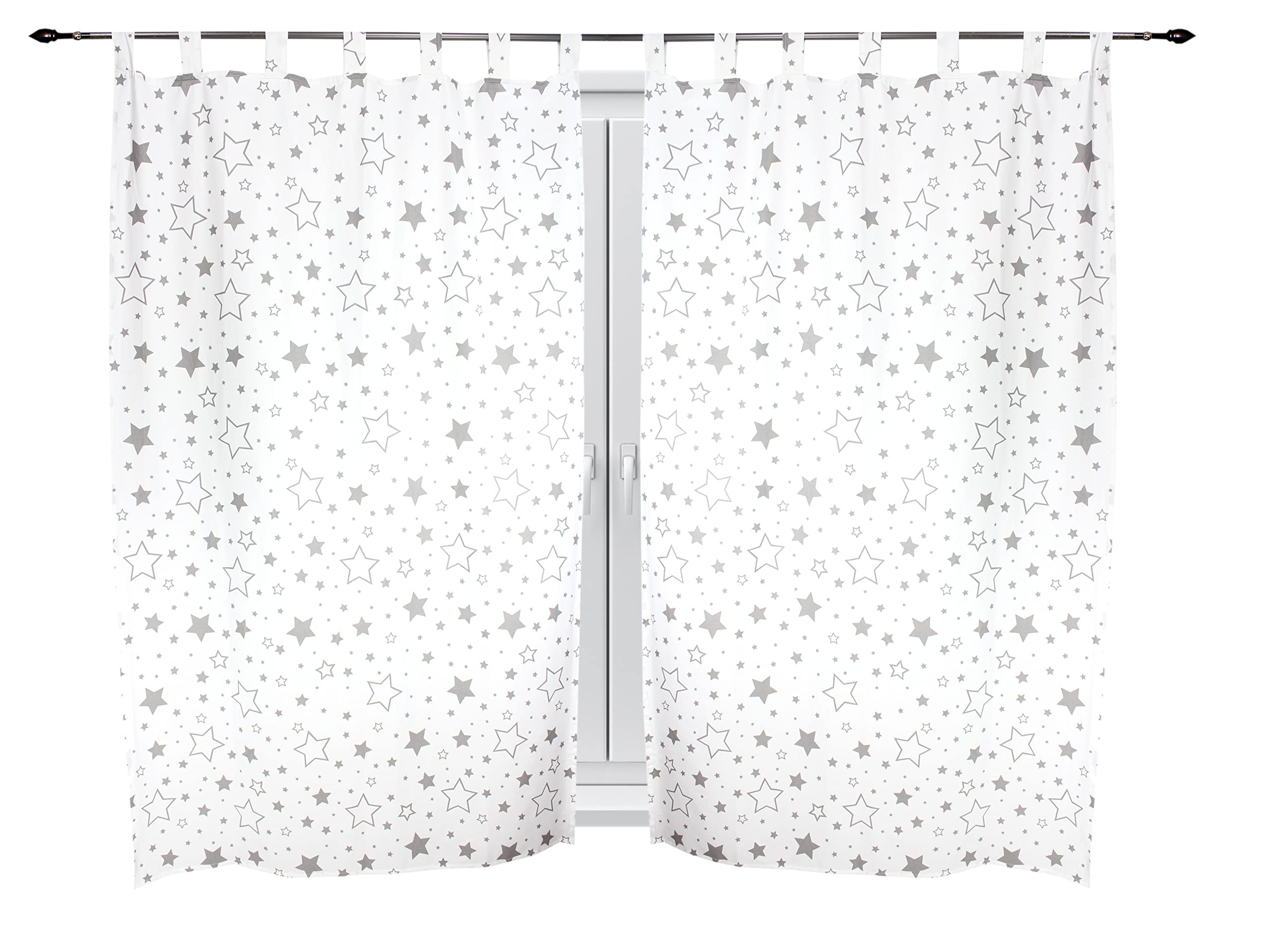 TupTam Rideaux pour Chambre d'enfant avec Passants 2 pcs, Gris/Galaxy, 155x95 cm