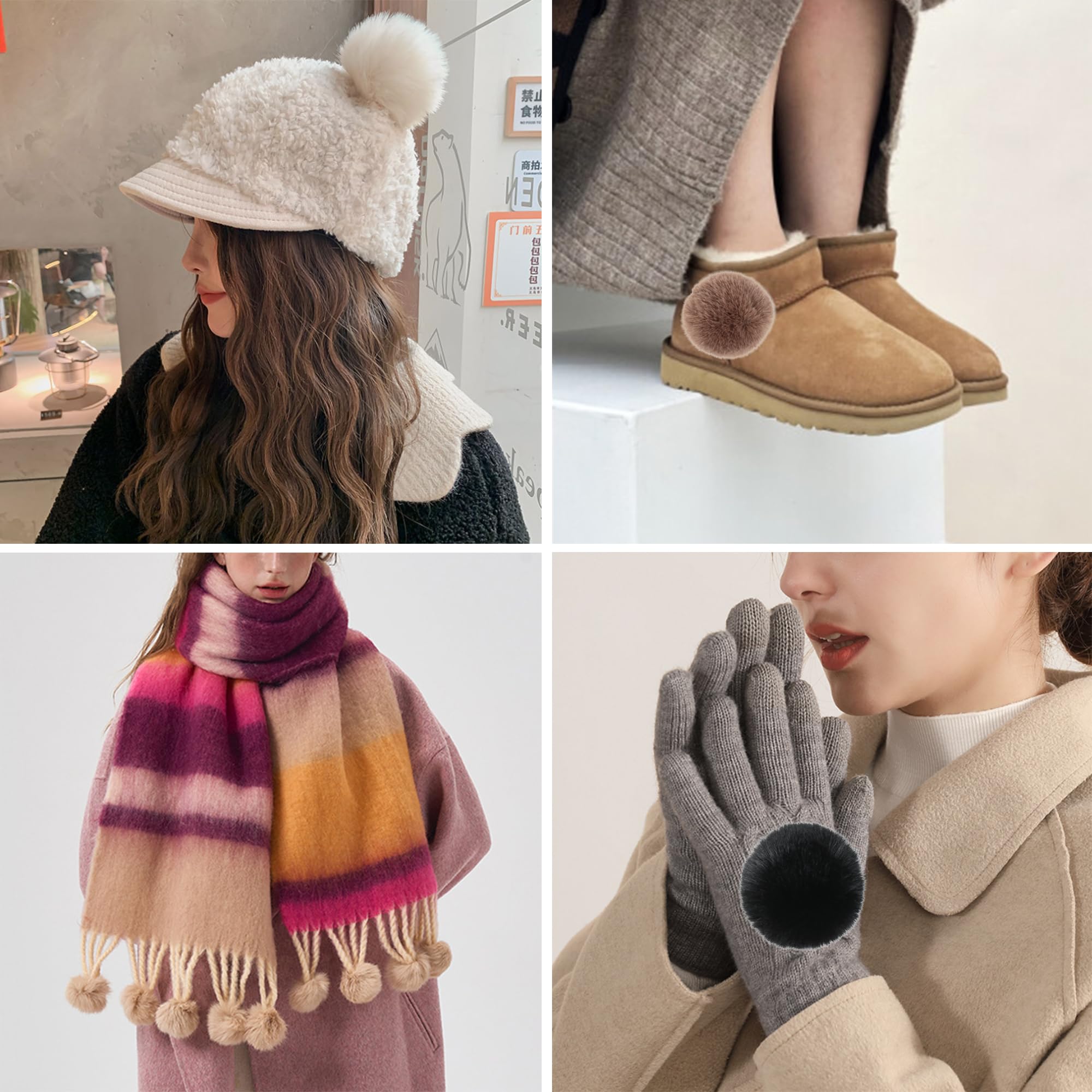 Set 2 Pompon In Finta Pelliccia Con Passante Elastico – 9 Cm, Soffici E Morbidi Per Cappelli, Borse, Sciarpe E Accessori Fai-da-Te